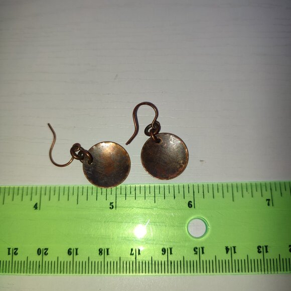 Herbalist Floral Copper Earrings Vintage Dangle Hooks Boho Academia Round - Picture 4 of 4